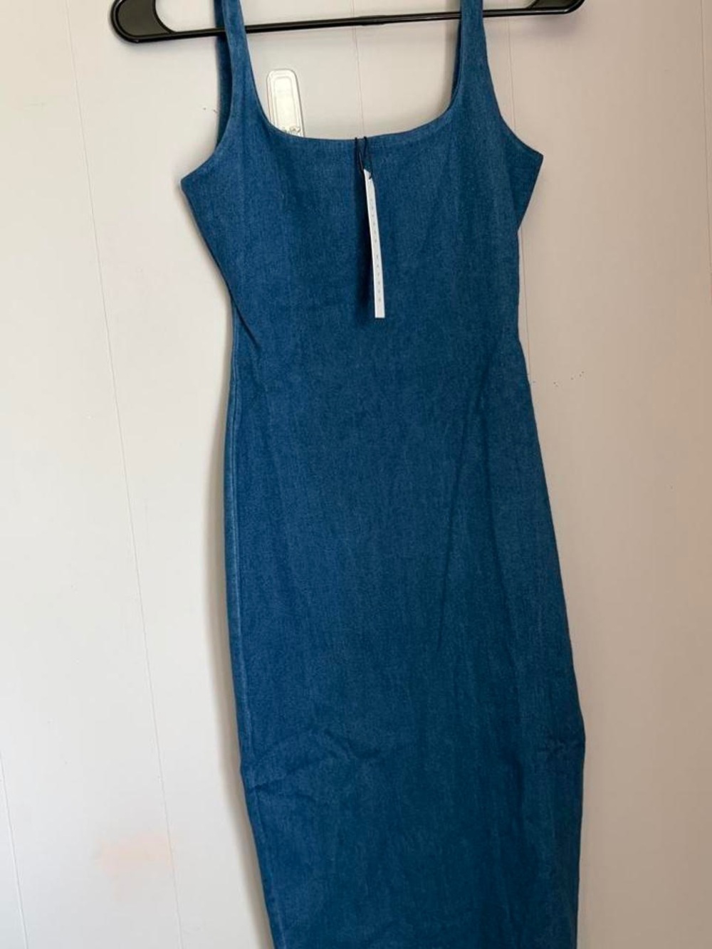 Susana Monaco Blue Denim Scoop Neck Midi Dress
